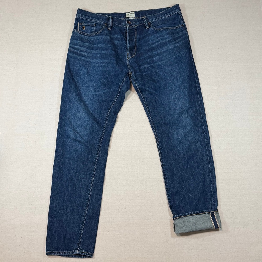 Todd Snyder Slim Fit Selvedge Jeans Mens 37x30.5 Dark Wash Blue Button Fly